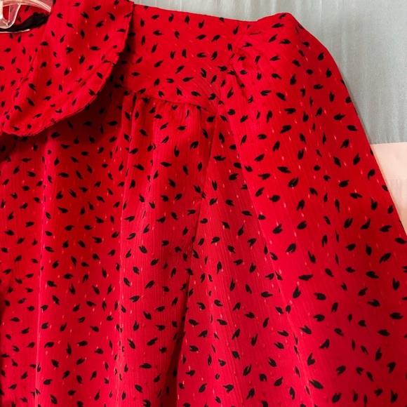 Vintage Red Polka Dot Peter Pan Collar Button Down Blouse Sz Medium - Picture 7 of 10